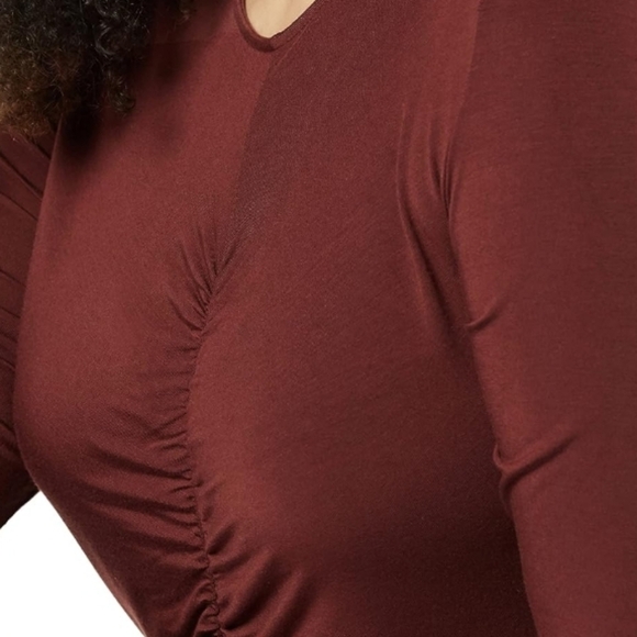 Daily Ritual XXL Jersey Ruched Front Half-Sleeve Dress in Brown Size XXL - Picture 4 of 9